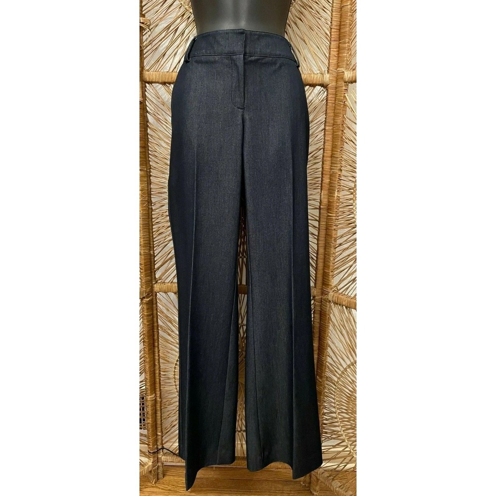 Cache Womens Modern Flat Front Bootcut Jeans Size 6 Blue Dark Wash Denim Stretch - Picture 2 of 14
